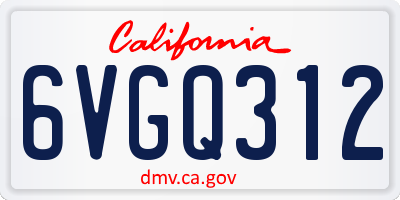 CA license plate 6VGQ312