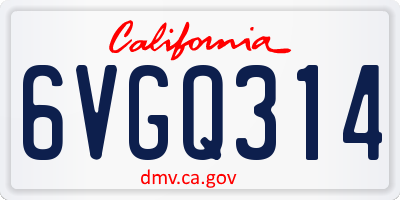 CA license plate 6VGQ314
