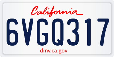 CA license plate 6VGQ317