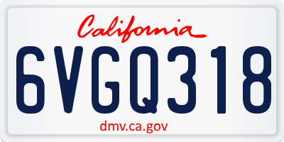 CA license plate 6VGQ318