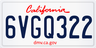 CA license plate 6VGQ322