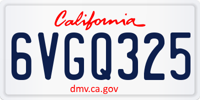 CA license plate 6VGQ325