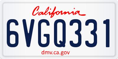 CA license plate 6VGQ331