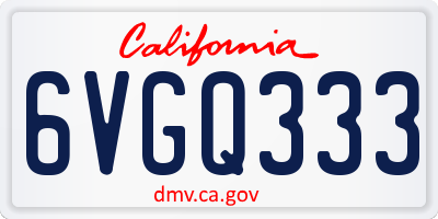 CA license plate 6VGQ333