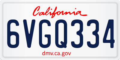 CA license plate 6VGQ334