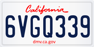 CA license plate 6VGQ339