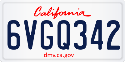 CA license plate 6VGQ342