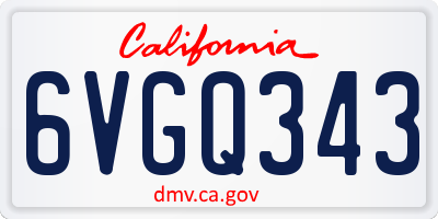 CA license plate 6VGQ343