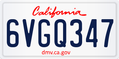 CA license plate 6VGQ347