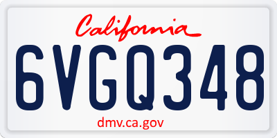 CA license plate 6VGQ348