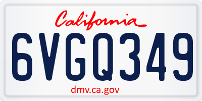 CA license plate 6VGQ349