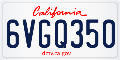 CA license plate 6VGQ350