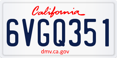 CA license plate 6VGQ351