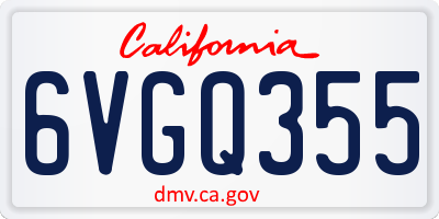 CA license plate 6VGQ355