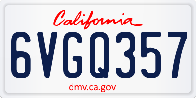 CA license plate 6VGQ357