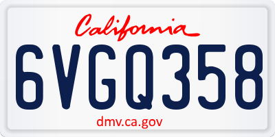 CA license plate 6VGQ358