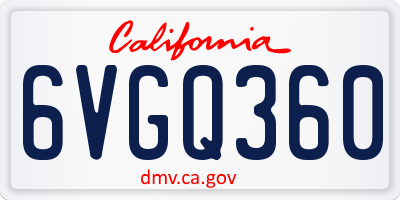 CA license plate 6VGQ360