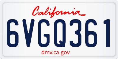 CA license plate 6VGQ361