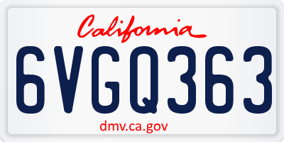 CA license plate 6VGQ363