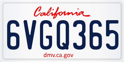 CA license plate 6VGQ365