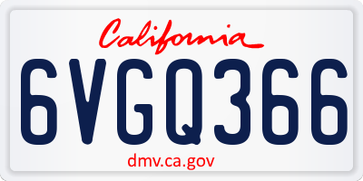 CA license plate 6VGQ366
