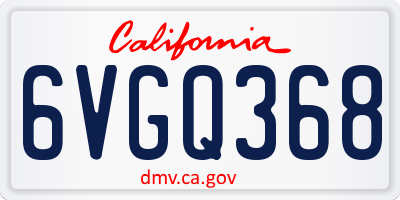 CA license plate 6VGQ368