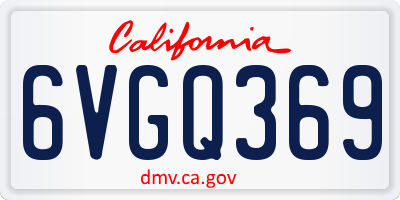 CA license plate 6VGQ369