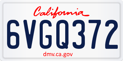 CA license plate 6VGQ372