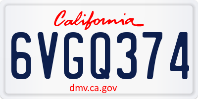 CA license plate 6VGQ374