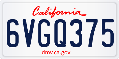 CA license plate 6VGQ375