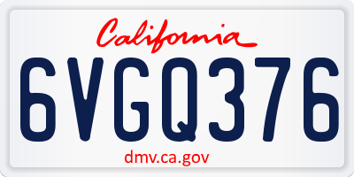 CA license plate 6VGQ376