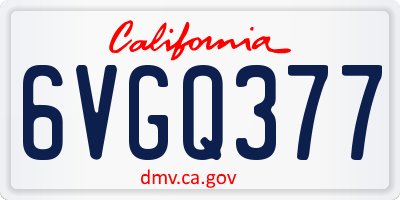 CA license plate 6VGQ377