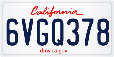 CA license plate 6VGQ378