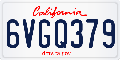 CA license plate 6VGQ379