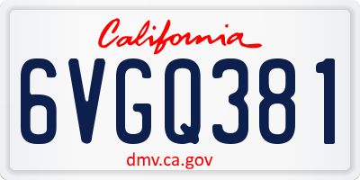 CA license plate 6VGQ381