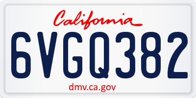 CA license plate 6VGQ382