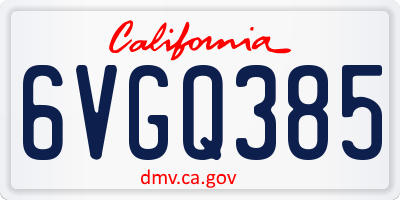 CA license plate 6VGQ385