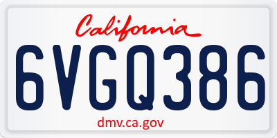 CA license plate 6VGQ386