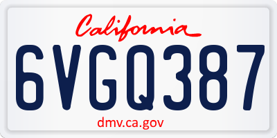 CA license plate 6VGQ387