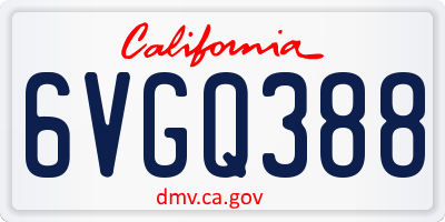 CA license plate 6VGQ388