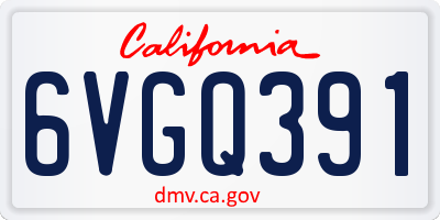 CA license plate 6VGQ391