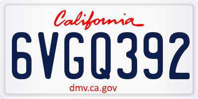 CA license plate 6VGQ392