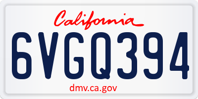 CA license plate 6VGQ394