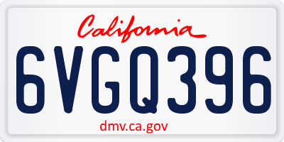 CA license plate 6VGQ396