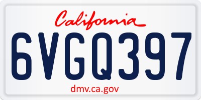 CA license plate 6VGQ397
