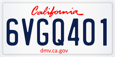 CA license plate 6VGQ401