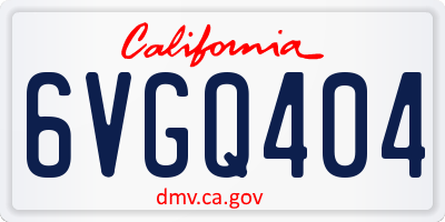 CA license plate 6VGQ404