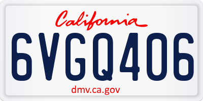 CA license plate 6VGQ406