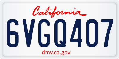 CA license plate 6VGQ407