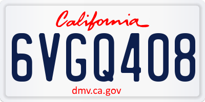 CA license plate 6VGQ408